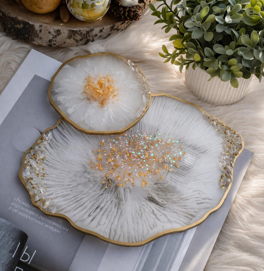 Die Gold-Linie Kollektion – Handgefertigte Resin-Tabletts & Untersetzer mit Blattgold image 2