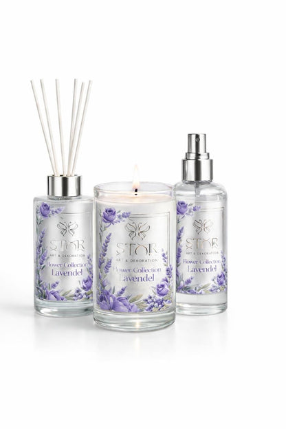 Flower Collection Lavendel – Luxuriöses Duftset mit Kerze, Raumspray & Diffuser