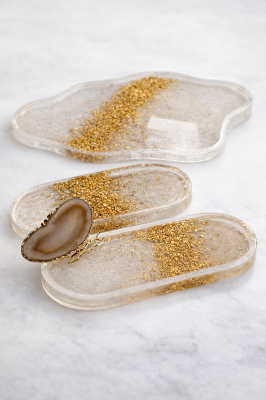 Dekoratives Resin-Unikat mit Achat-Schmetterling & Blattgold – Personalisiertes Geschenk mit Name image 3