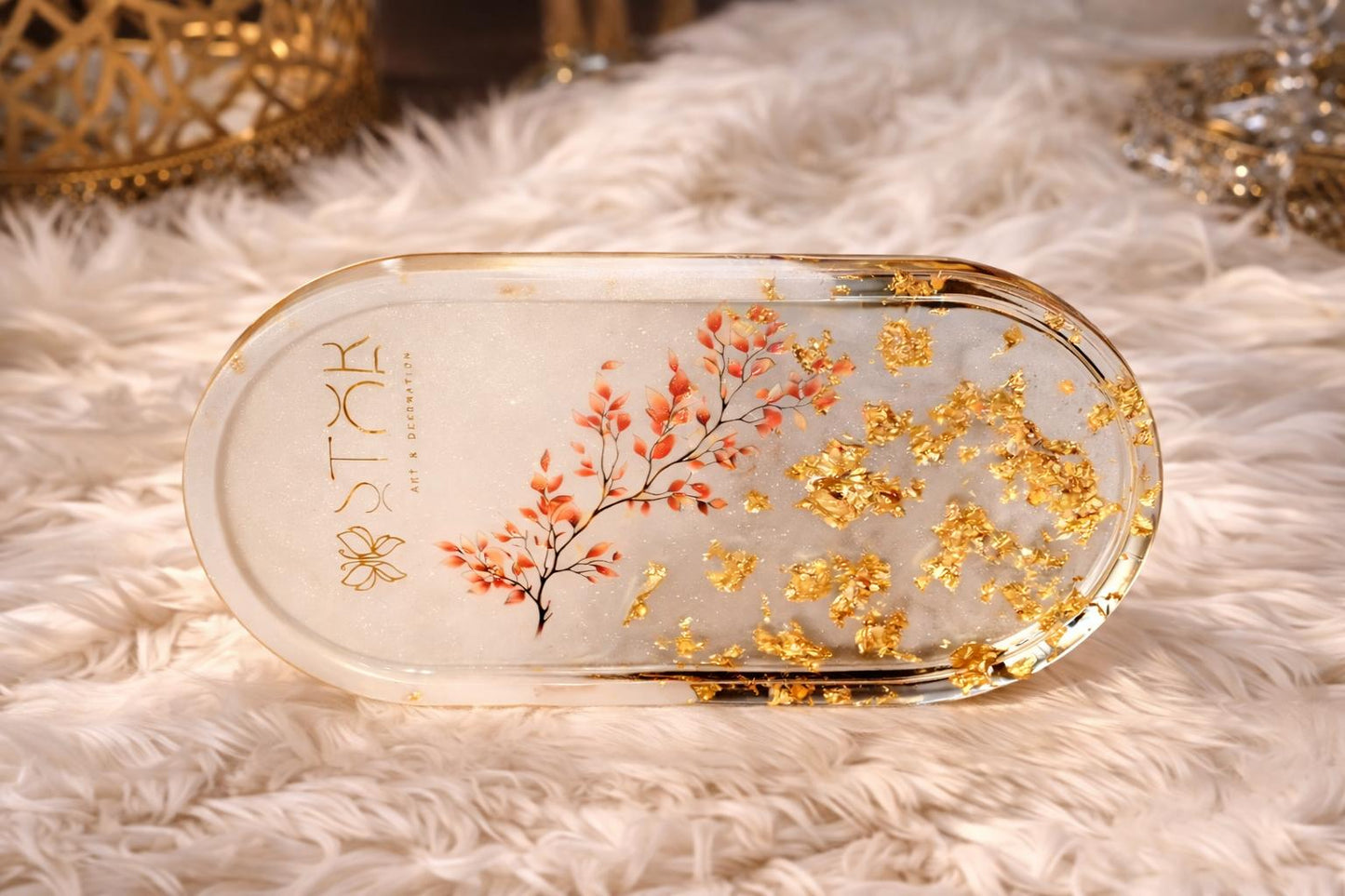 Die Gold-Linie Kollektion – Handgefertigte Resin-Tabletts & Untersetzer mit Blattgold