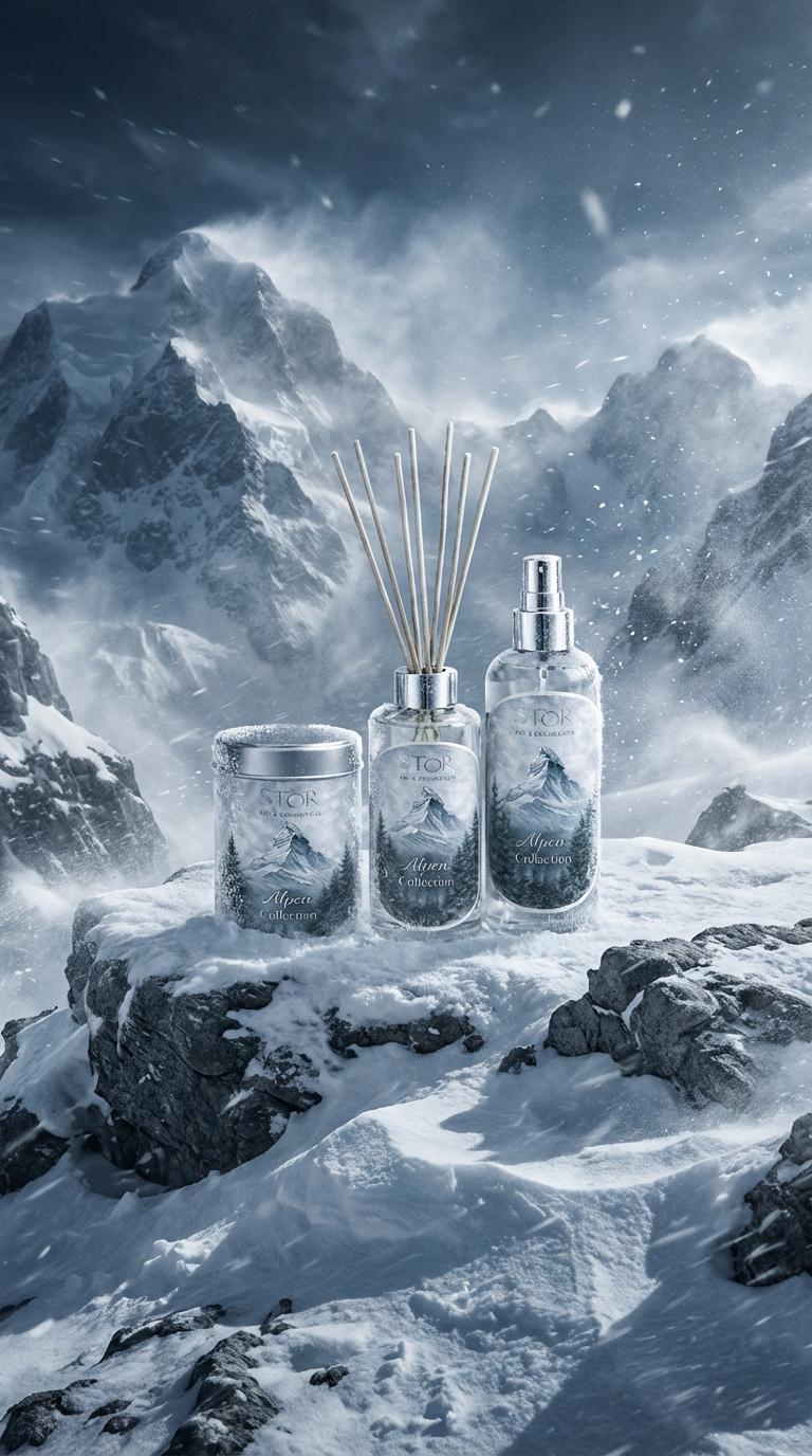 Conjunto de Perfume de Ambiente Luxuoso "Alpen Collection" – Frescor das Montanhas Suíças