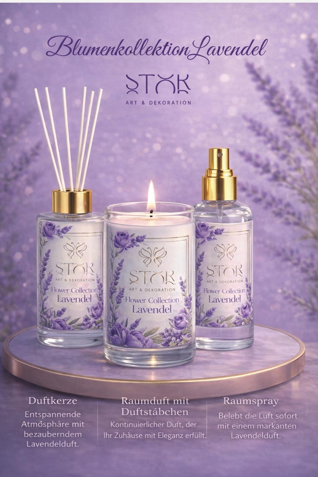 Flower Collection Lavendel – Luxuriöses Duftset mit Kerze, Raumspray & Diffuser